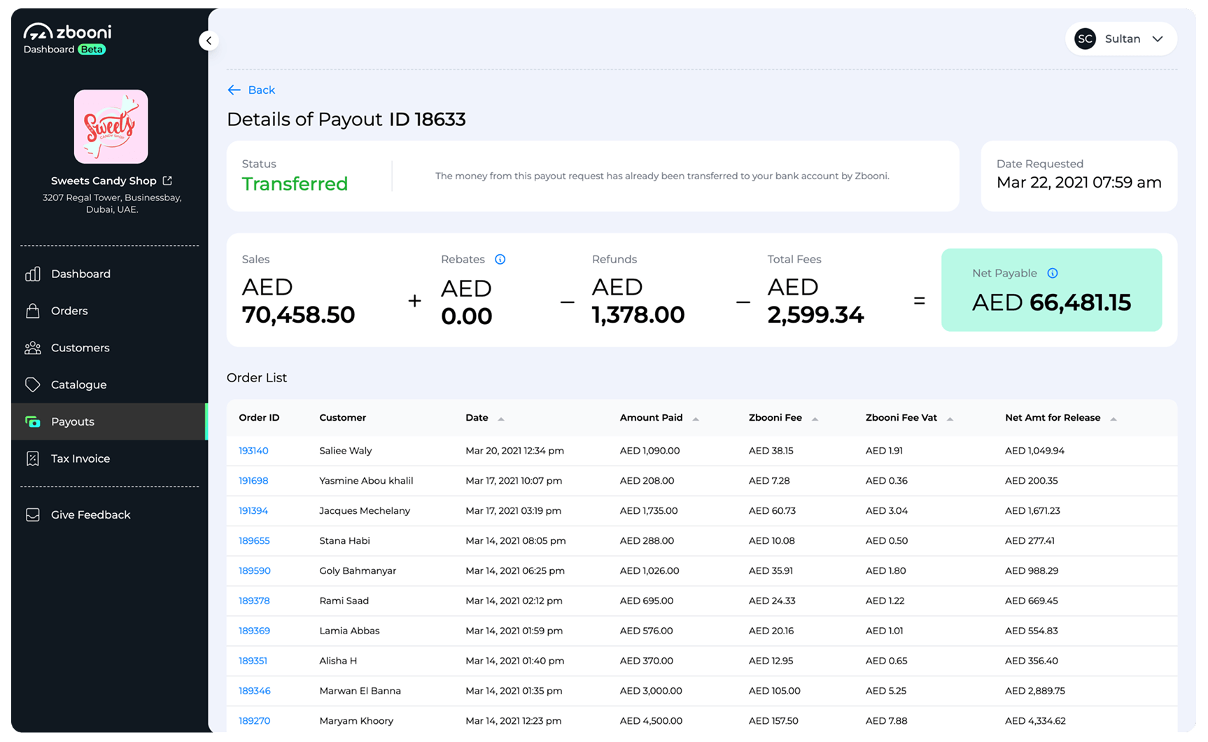 Zbooni admin and merchant interface